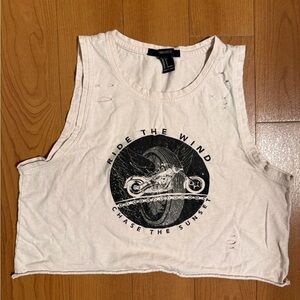 Forever 21 baby pink Graphic distressed Crop Top